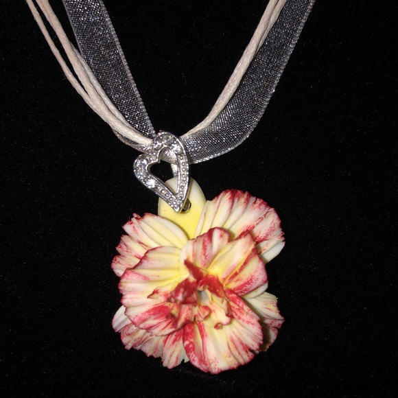 Hand Sculpted Porcelain Flower Necklace - Picture 1 of 6